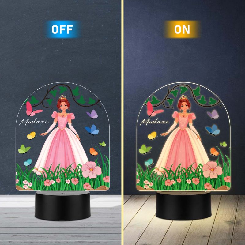 Personalized Princess Doll LED Night Lamp with Warm White Light Return Gift Birthday Gift for Girls Kids Room Decor Light